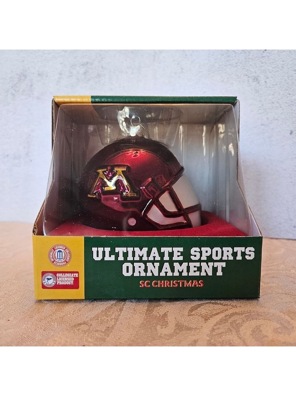 NCAA Minnesota Golden Gophers Team Helmet SC Christmas Blown Glass Ornament NIB